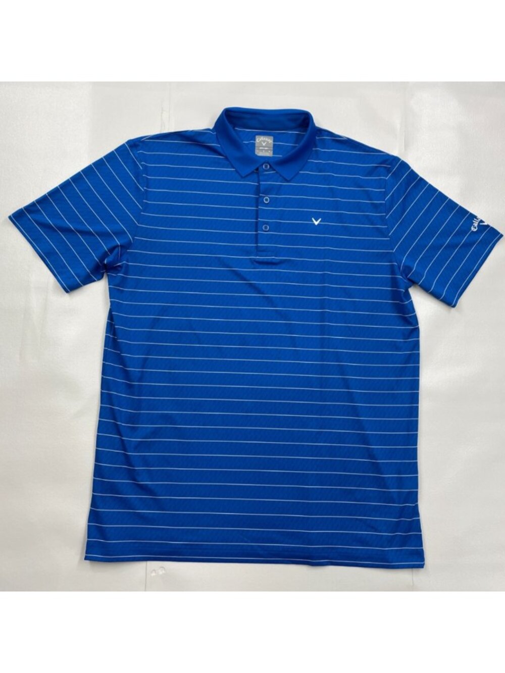 Callaway Opti-Dri Blue White Striped Golf Polo Shirt Men's L Never Worn